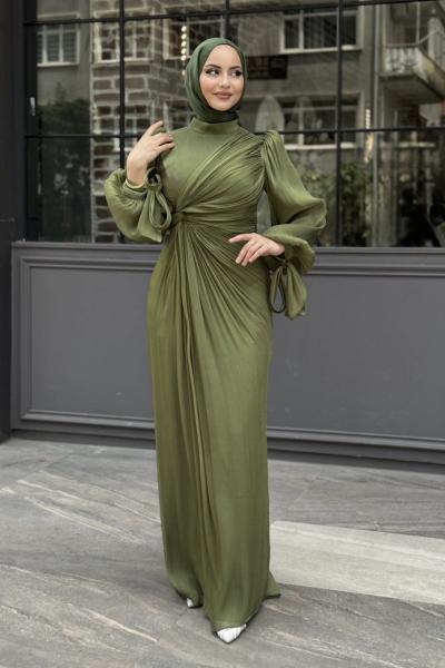 Semanur Tesettür abiye Haki