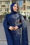 Serenay Tesettür Abiye Lacivert