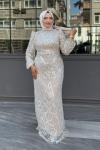 Aslıhan Tesettür Abiye Taş Rengi