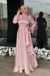 Eda Tesettür Abiye Pembe