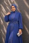 Neslişah Tesettür Abiye İndigo