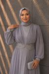 Neslişah Tesettür Abiye Gri