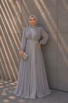 Neslişah Tesettür Abiye Gri
