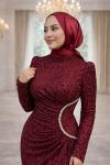 Lale Tesettür Abiye Bordo