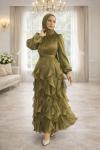 Açelya Tesettür Abiye Haki
