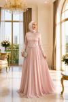 Alya Tesettür Abiye Pembe