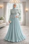 Ferhunde Tesettür Abiye Su Yeşili