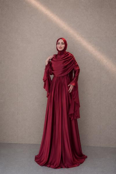 Asya Tesettür Abiye Bordo