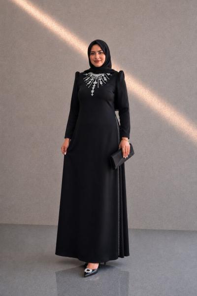 Lamia Tesettür Abiye Siyah