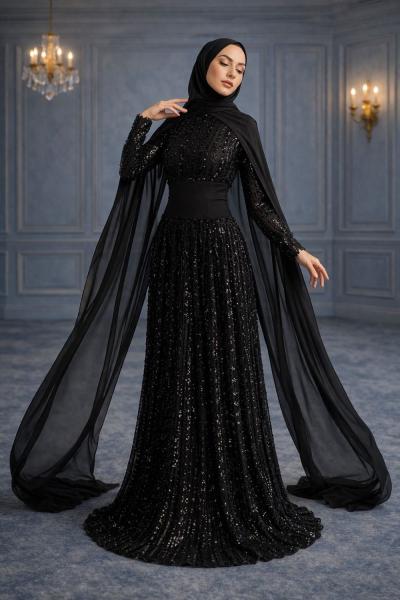 Ayşegül Tesettür Abiye Siyah