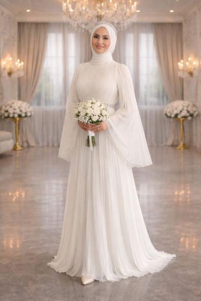 Dilek Tesettür Abiye Beyaz