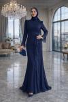 Esila Dantelli Tesettür Abiye Lacivert