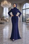 Esila Dantelli Tesettür Abiye Lacivert