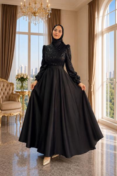 Berna Tesettür Abiye Siyah