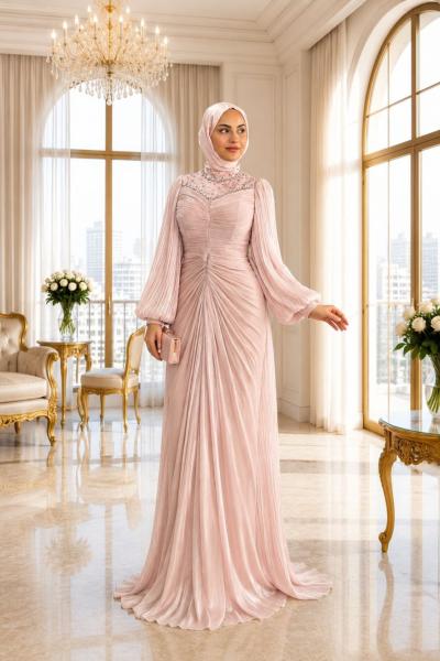 Ayşe Tesettür Abiye Pembe