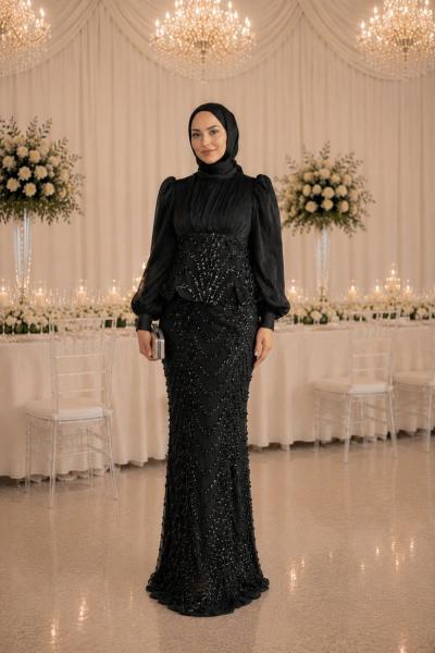 Hatice Tesettür Abiye Siyah