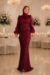 Hatice Tesettür Abiye Bordo