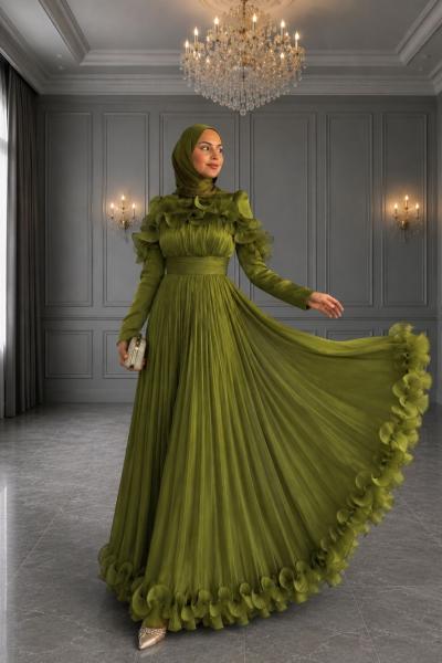Adelina Tesettür Abiye Haki