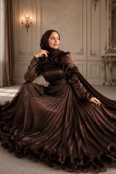 Adelina Tesettür Abiye Acı Kahve