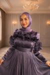 Adelina Tesettür Abiye Lila