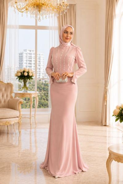 Sahra Tesettür Abiye Pudra