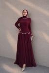 Merve Tesettür Abiye Bordo