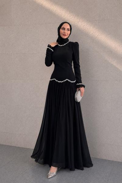 Merve Tesettür Abiye Siyah
