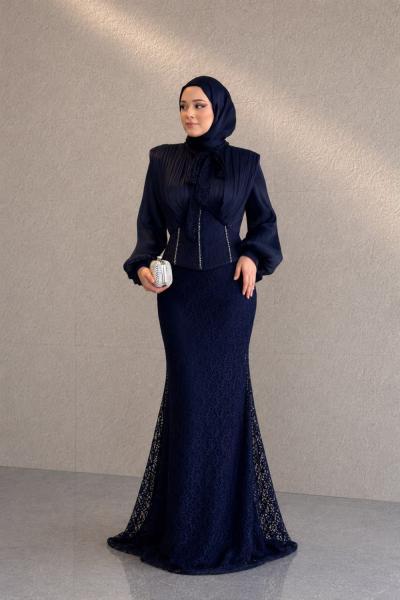 Diva Tesettür Abiye Lacivert