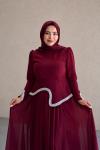 Zeynep Tesettür Abiye Bordo
