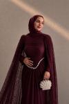 Alara Dantel Tesettür Abiye Bordo