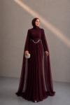 Alara Dantel Tesettür Abiye Bordo