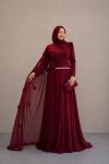 Şebnem Tesettür Abiye Bordo