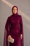 Maral Dantel Tesettür Abiye Mürdüm