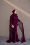 Maral Dantel Tesettür Abiye Mürdüm