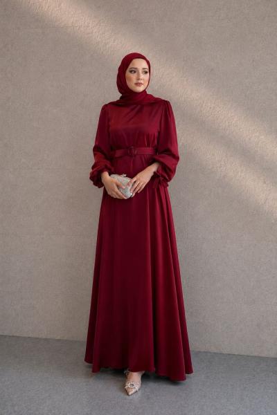 Sevgi Tesettür Abiye Bordo