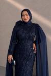 Nigar Tesettür Abiye Lacivert