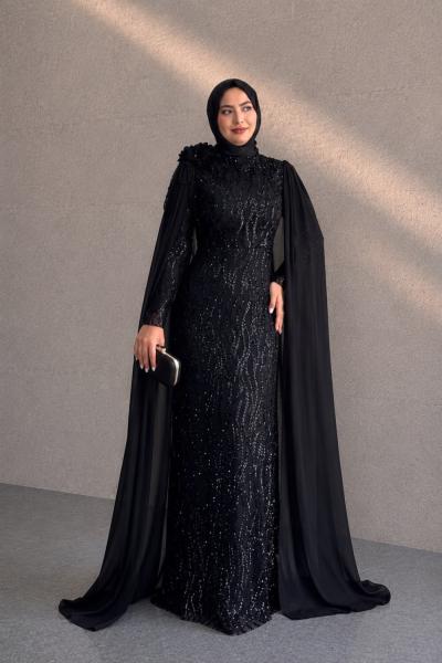 Nigar Tesettür Abiye Siyah
