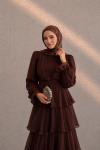 Derya Şifon Tesettür Abiye Kahverengi