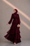 Derya Şifon Tesettür Abiye Bordo