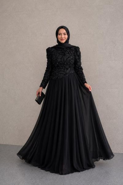 Suzan Tesettür Abiye Siyah