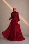 Suzan Tesettür Abiye Bordo