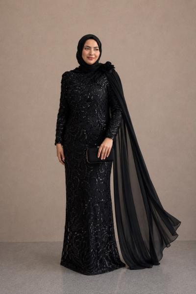 Asiye Tesettür Abiye Siyah