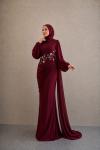 Sevda Tesettür Abiye Bordo