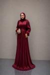 Gümüş Tesettür Abiye Bordo