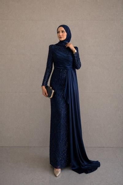 Hilal Tesettür Abiye Lacivert