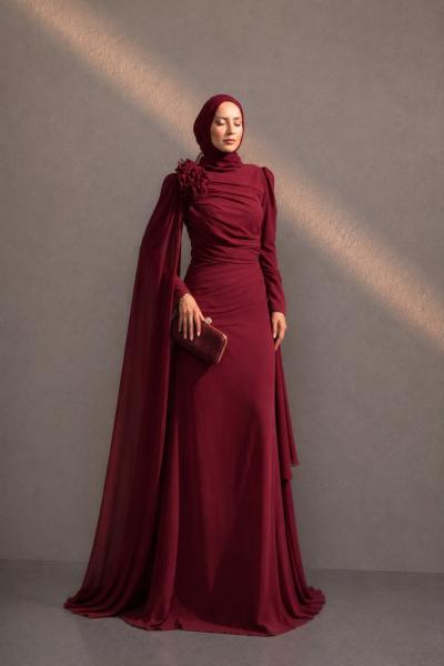Nurgül Tesettür Abiye Koyu Bordo