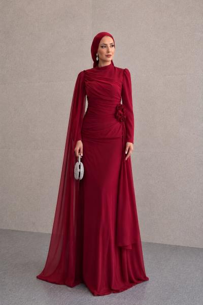Nurgül Tesettür Abiye Bordo