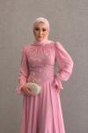 Hanzade Tesettür Abiye Pembe