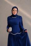 Merve Tesettür Abiye Saks Mavisi
