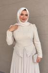 Rabia Tesettür Abiye  Taş Rengi
